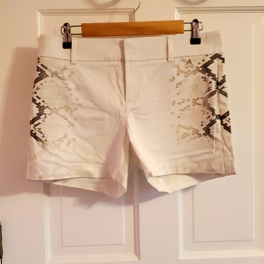 White CK Shorts with Snake print detail on sides